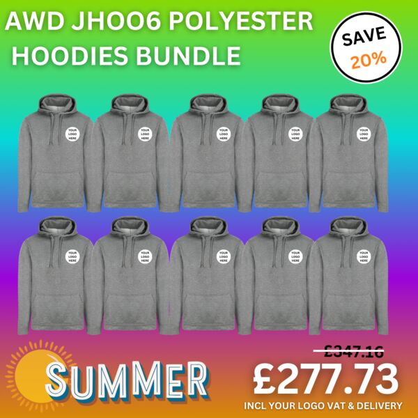 10 x AWDis Sports Polyester Hoodie BUNDLE Thumbnail